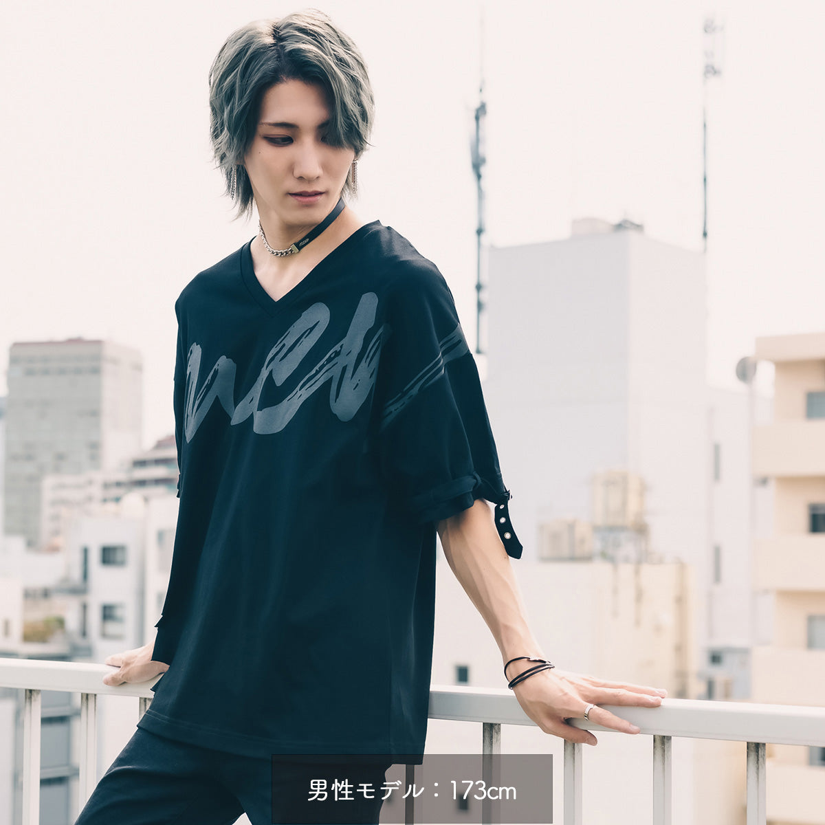 mew】ベルトTシャツ(BLK)